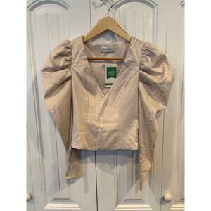 Pants‎ Store Snakeskin Print Ruched Sleeve Blouse Size Small